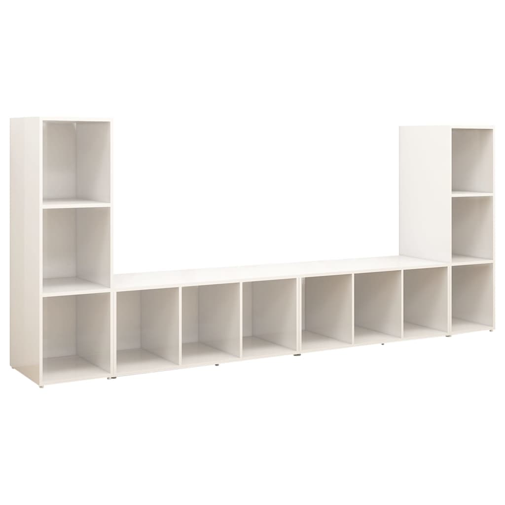TV Cabinets 4 pcs High Gloss White 107x35x37 cm Engineered Wood