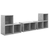 6 Piece TV Cabinet Set Concrete Grey Engineered Wood - Front View