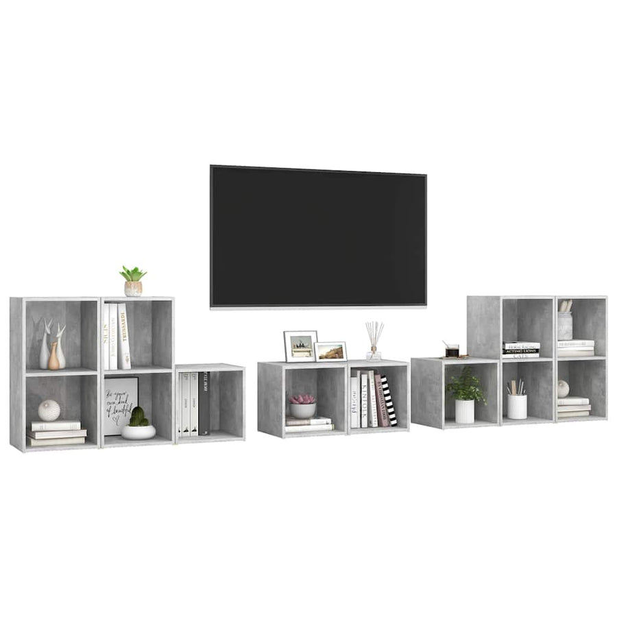 8 Piece TV Cabinet Set Concrete Grey Engineered Wood
