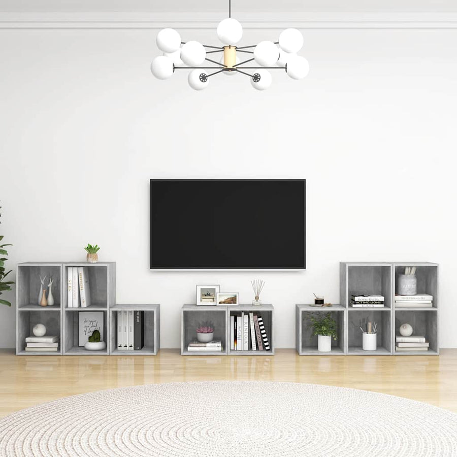 8 Piece TV Cabinet Set Concrete Grey Engineered Wood
