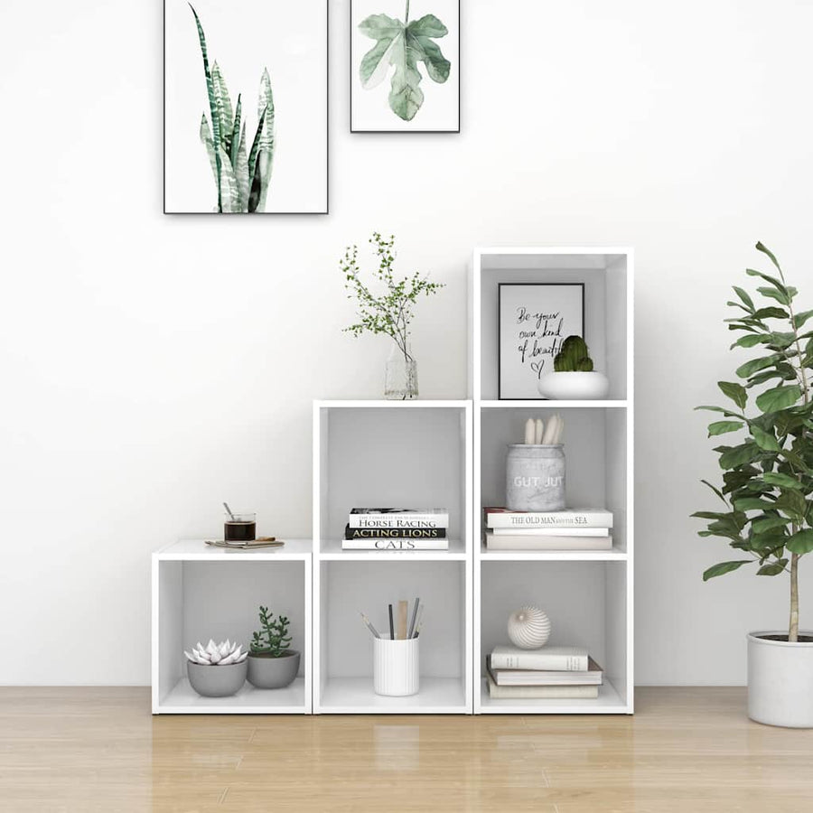 3 Piece TV Cabinet Set White Engineered Wood