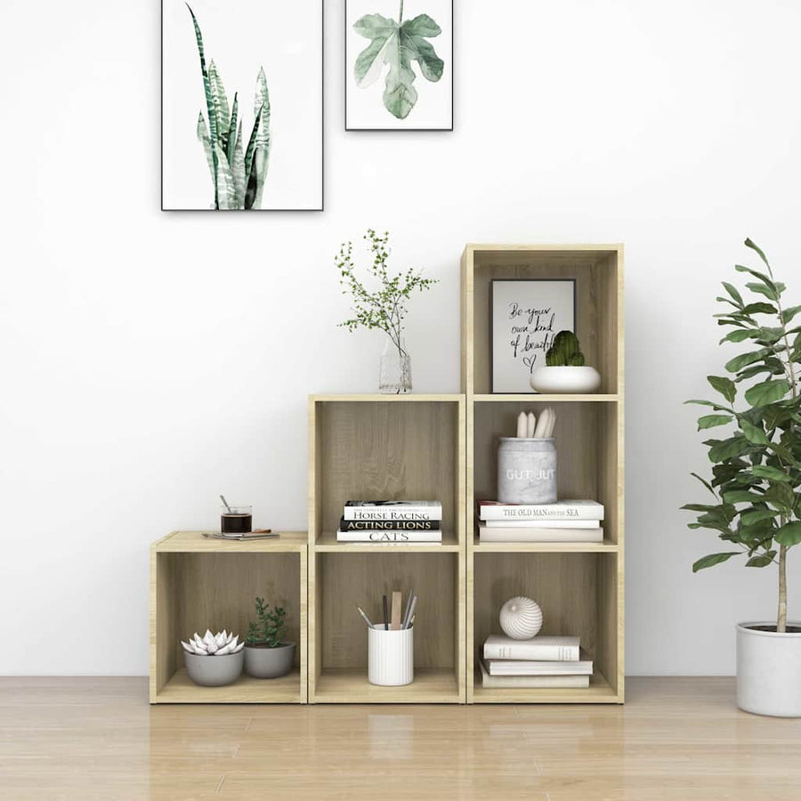 3 Piece TV Cabinet Set Sonoma Oak Engineered Wood