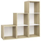 3 Piece TV Cabinet Set White and Sonoma Oak Engineered Wood - Front View