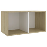 3 Piece TV Cabinet Set White and Sonoma Oak Engineered Wood - Rear View