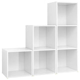 3 Piece TV Cabinet Set High Gloss White Engineered Wood - Front View