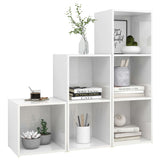 3 Piece TV Cabinet Set High Gloss White Engineered Wood - Side View