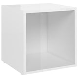 3 Piece TV Cabinet Set High Gloss White Engineered Wood - Low Angle