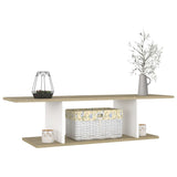 Wall Mounted TV Cabinet White and Sonoma Oak 103x30x26.5 cm - Side View