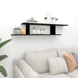 Wall-Mounted TV Shelf Black 125x18x23 cm Engineered Wood - Side View