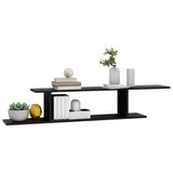 Wall-Mounted TV Shelf Black 125x18x23 cm Engineered Wood - Top-Down View