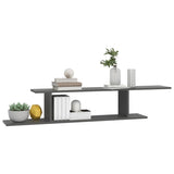 Wall-Mounted TV Shelf Grey 125x18x23 cm Engineered Wood - Top-Down View