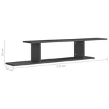 Wall-Mounted TV Shelf Grey 125x18x23 cm Engineered Wood - Close-Up Angle