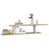 Wall-Mounted TV Shelf White & Sonoma Oak 125x18x23 cm Engineered Wood - Top-Down View