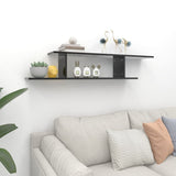 Wall-Mounted TV Shelf High Gloss Black 125x18x23 cm Engineered Wood - Side View