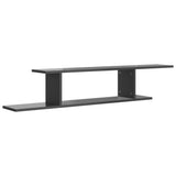 Wall-Mounted TV Shelf High Gloss Grey 125x18x23 cm Engineered Wood - Front View