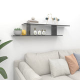 Wall-Mounted TV Shelf High Gloss Grey 125x18x23 cm Engineered Wood - Side View