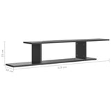 Wall-Mounted TV Shelf High Gloss Grey 125x18x23 cm Engineered Wood - Close-Up Angle