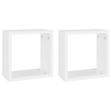 Wall Cube Shelves 2 pcs White 30x15x30 cm - Front View