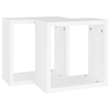 Wall Cube Shelves 2 pcs White 30x15x30 cm - Side View