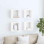 Wall Cube Shelves 4 pcs White 30x15x30 cm