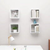 Wall Cube Shelves 4 pcs White 30x15x30 cm - Side View
