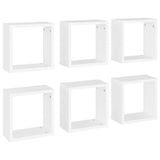 Wall Cube Shelves 6 pcs White 30x15x30 cm - Front View