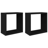 Wall Cube Shelves 2 pcs Black 30x15x30 cm