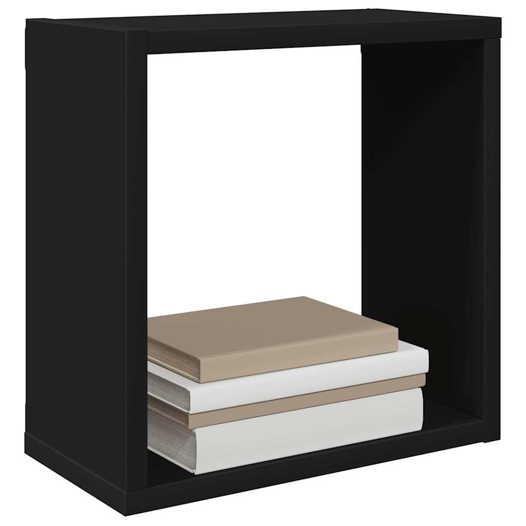 Wall Cube Shelves 2 pcs Black 30x15x30 cm