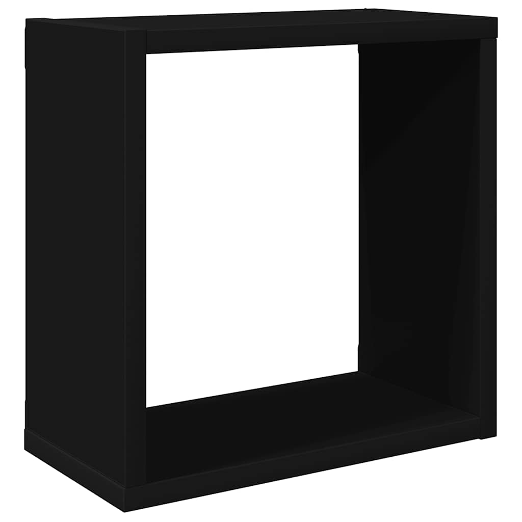 Wall Cube Shelves 2 pcs Black 30x15x30 cm