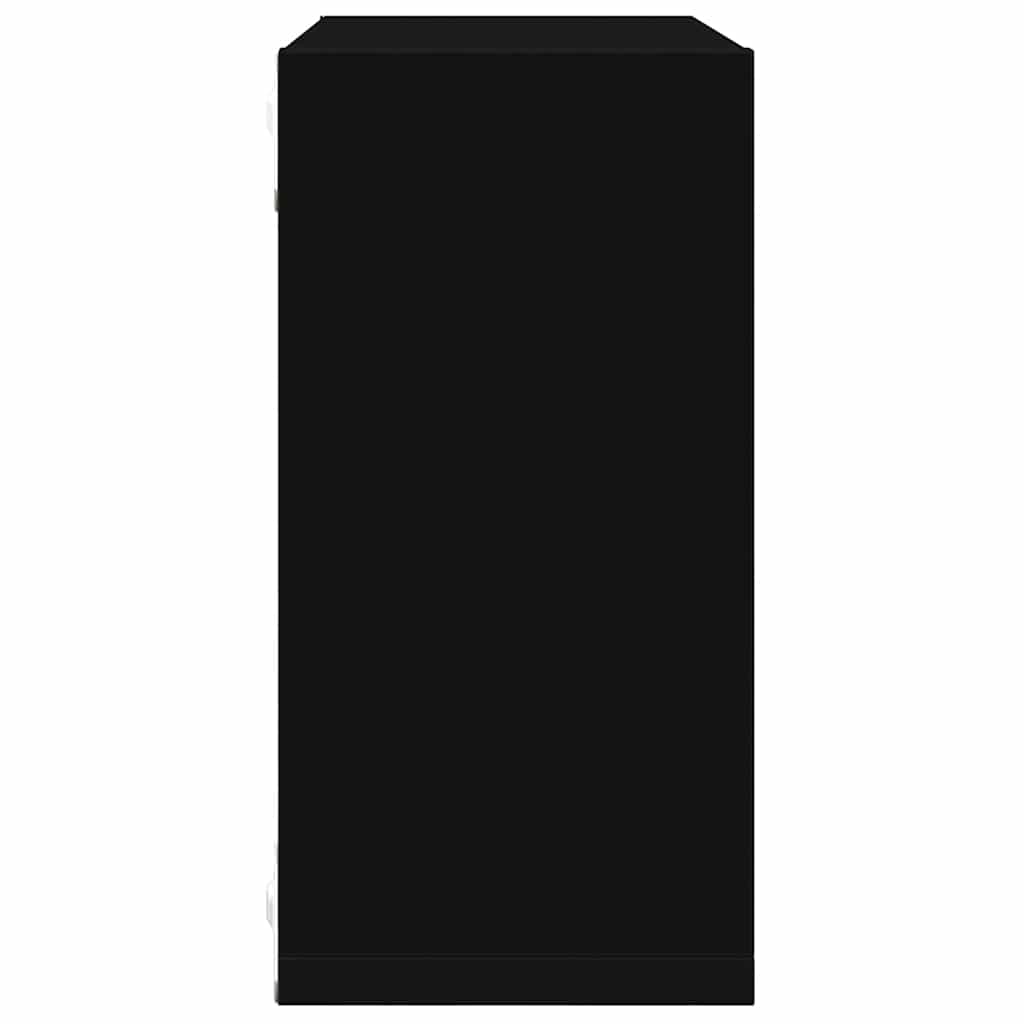 Wall Cube Shelves 2 pcs Black 30x15x30 cm