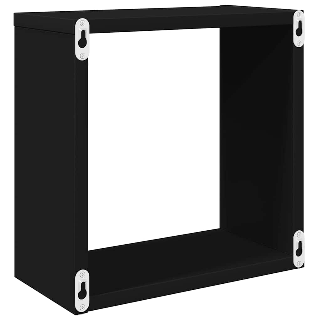 Wall Cube Shelves 2 pcs Black 30x15x30 cm