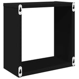 Wall Cube Shelves 2 pcs Black 30x15x30 cm - Low Angle