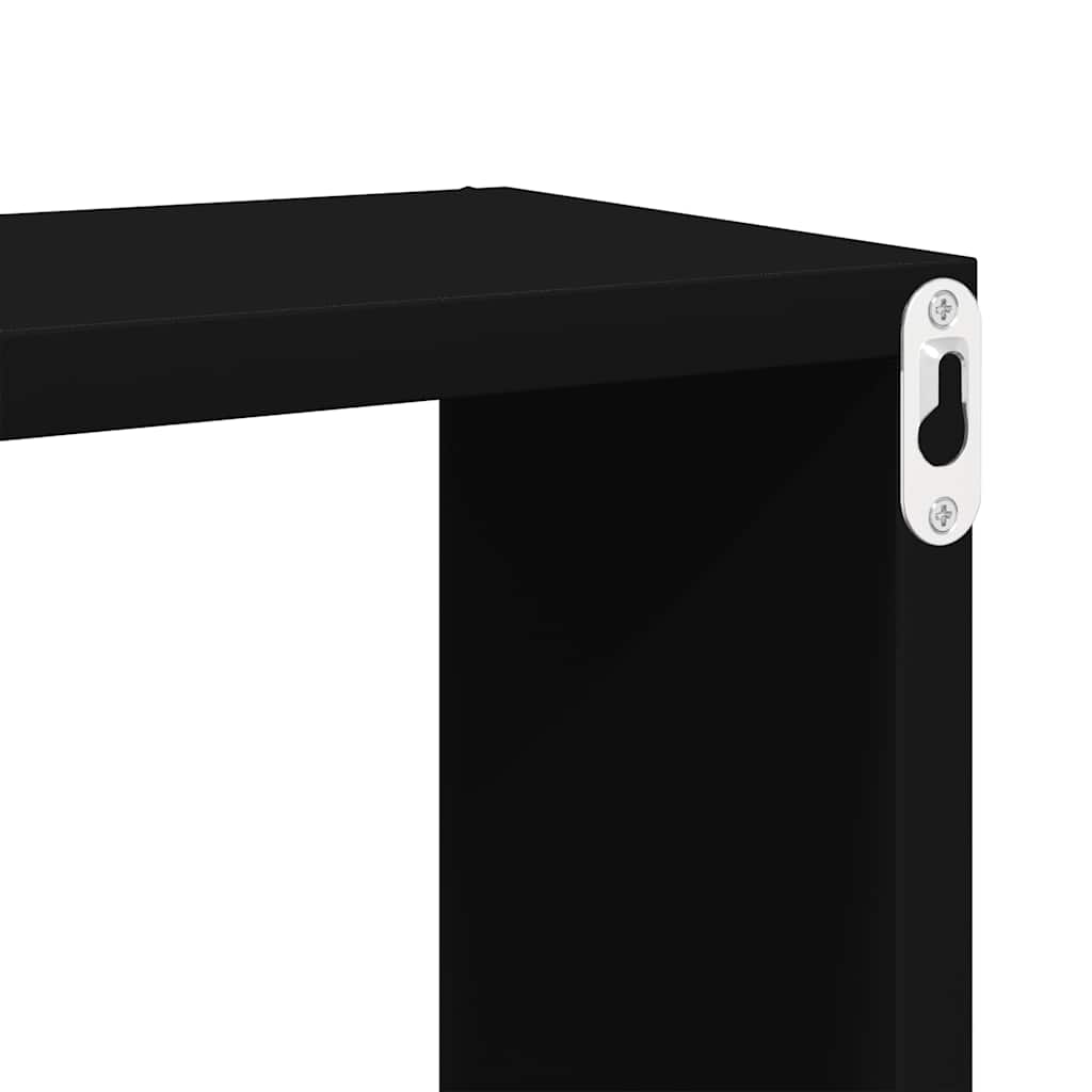 Wall Cube Shelves 2 pcs Black 30x15x30 cm