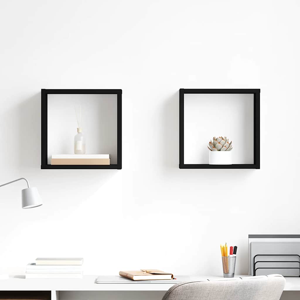 Wall Cube Shelves 2 pcs Black 30x15x30 cm