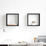 Wall Cube Shelves 2 pcs Black 30x15x30 cm
