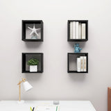Wall Cube Shelves 4 pcs Black 30x15x30 cm - Side View