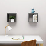 Wall Cube Shelves 2 pcs Grey 30x15x30 cm - Side View