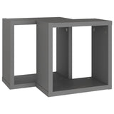 Wall Cube Shelves 2 pcs Grey 30x15x30 cm - 45-Degree Angle