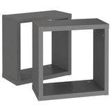Wall Cube Shelves 2 pcs Grey 30x15x30 cm - Rear View