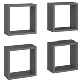 Wall Cube Shelves 4 pcs Grey 30x15x30 cm - Front View