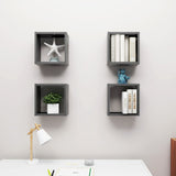 Wall Cube Shelves 4 pcs Grey 30x15x30 cm - Side View