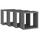 Wall Cube Shelves 4 pcs Grey 30x15x30 cm - 45-Degree Angle