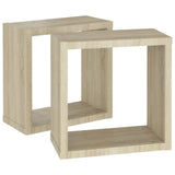 Wall Cube Shelves 2 pcs Sonoma Oak 30x15x30 cm - 45-Degree Angle