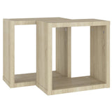 Wall Cube Shelves 2 pcs Sonoma Oak 30x15x30 cm - Rear View