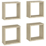 Wall Cube Shelves 4 pcs Sonoma Oak 30x15x30 cm - Front View