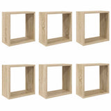 Wall Cube Shelves 6 pcs Sonoma Oak 30x15x30 cm - Front View