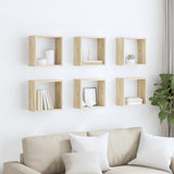 Wall Cube Shelves 6 pcs Sonoma Oak 30x15x30 cm - Side View