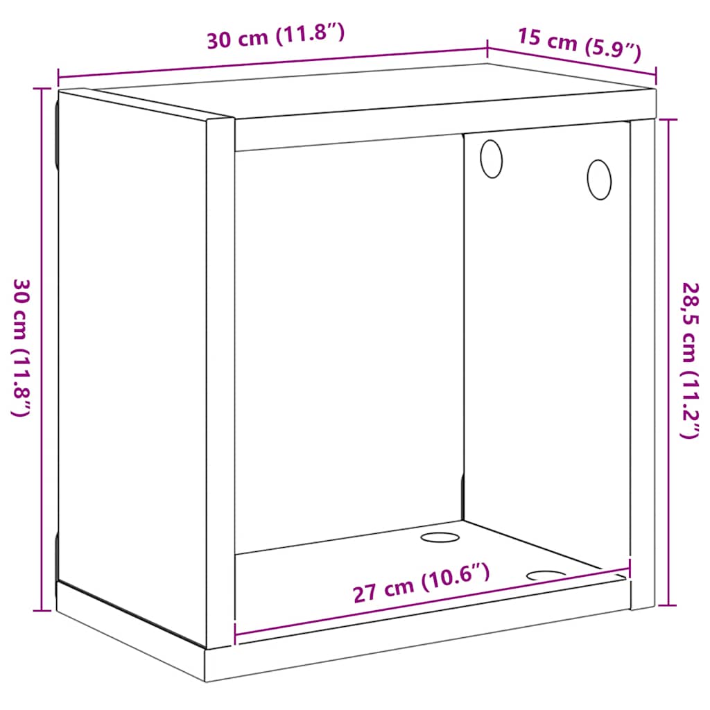 Wall Cube Shelves 6 pcs Sonoma Oak 30x15x30 cm