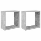 Wall Cube Shelves 2 pcs Concrete Grey 30x15x30 cm