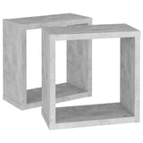 Wall Cube Shelves 2 pcs Concrete Grey 30x15x30 cm - Rear View